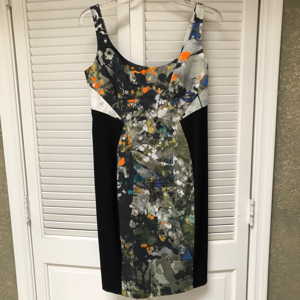 Black Halo Levi, floral paneled dress